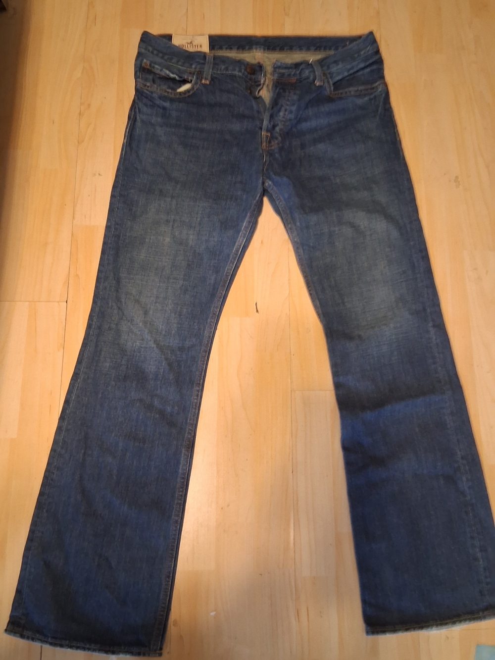 Hollister Mens Dark Blue Flared Jeans